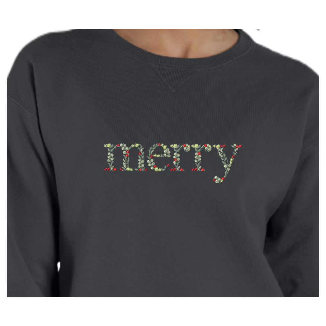 "merry" Holly Berry Crew | Comfort Wash