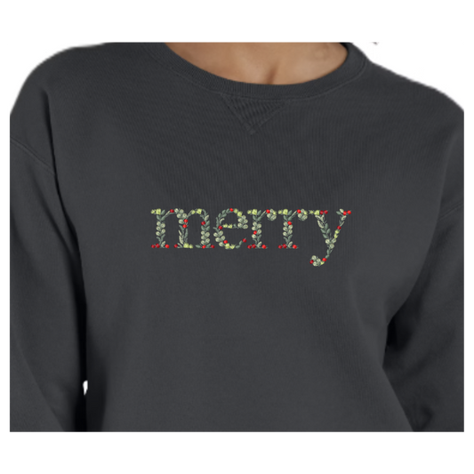 "merry" Holly Berry Crew | Comfort Wash