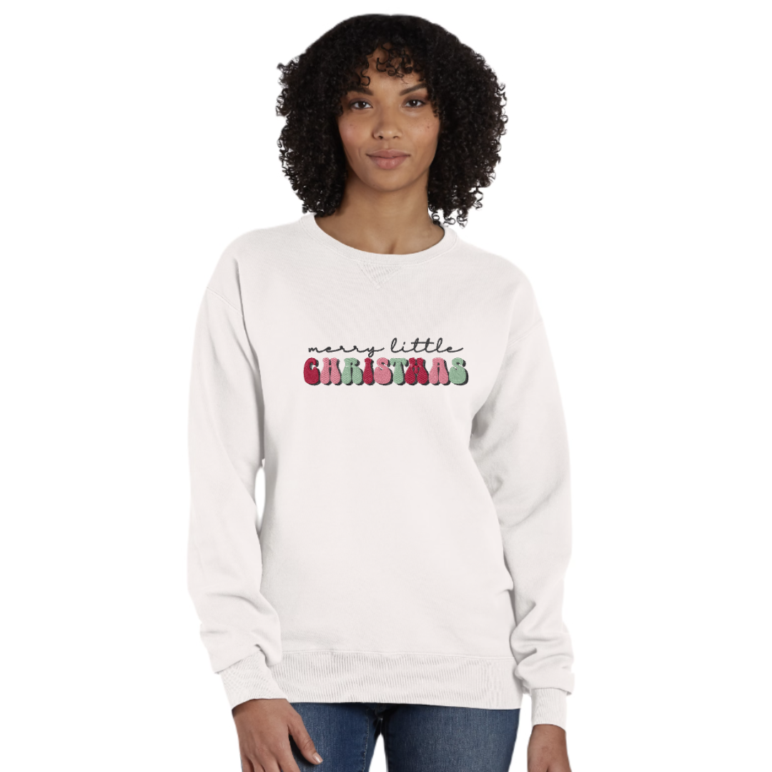 Merry Little Christmas Adult Crew | Comfort Wash