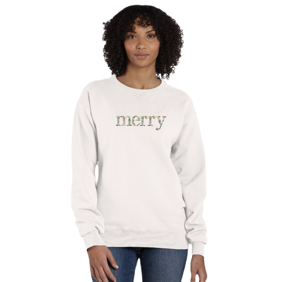 "merry" Holly Berry Crew | Comfort Wash