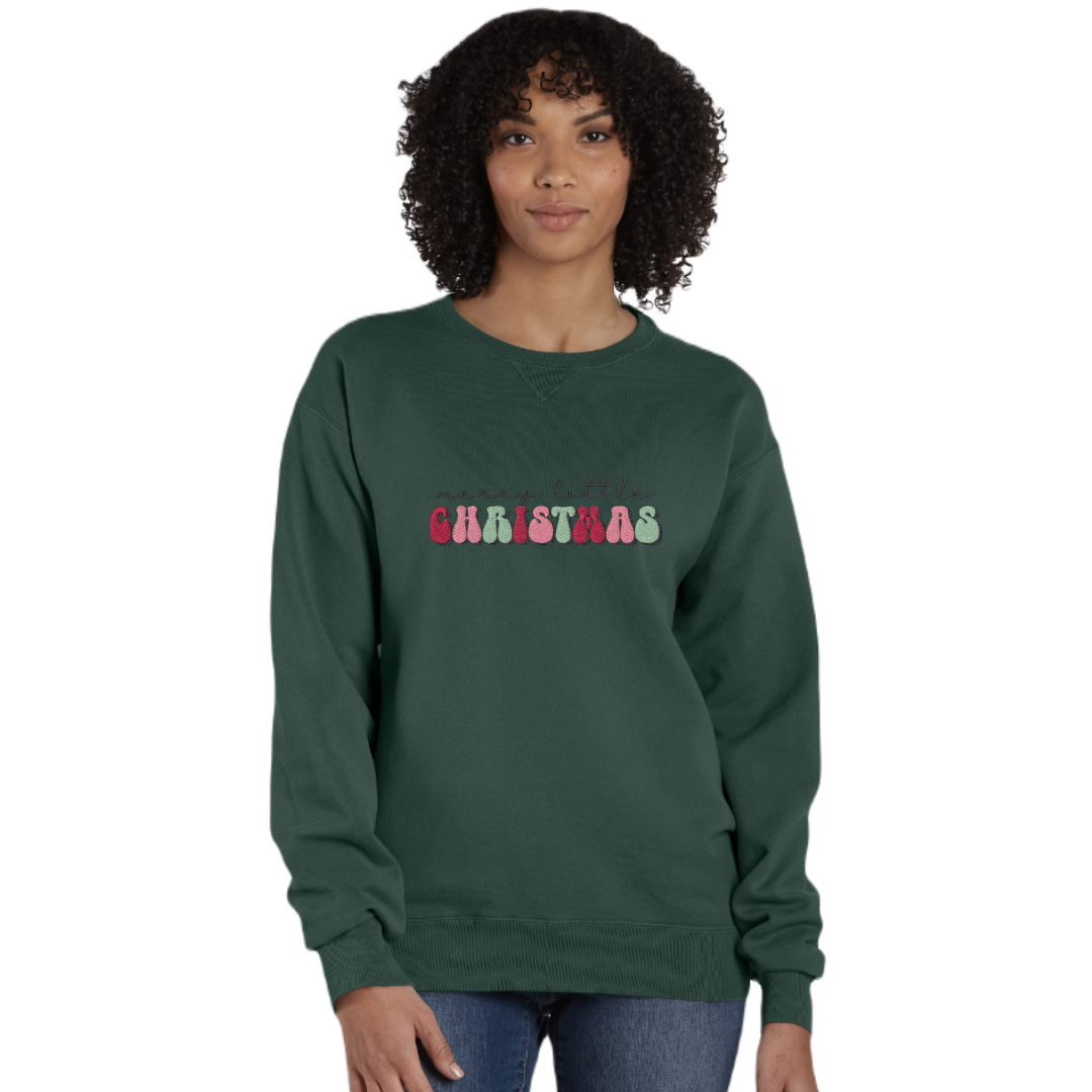 Merry Little Christmas Adult Crew | Comfort Wash