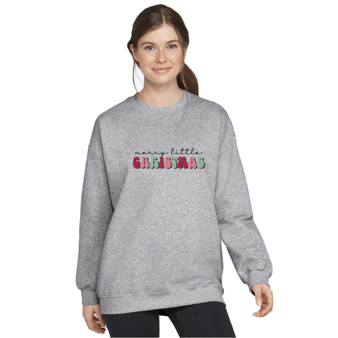 Merry Little Christmas Adult Crew | Comfort Wash